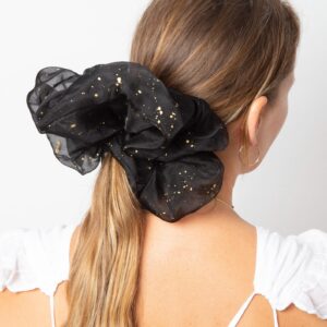 Black Gold Silk Organza Large Scrunchie Party Christmas Wedding