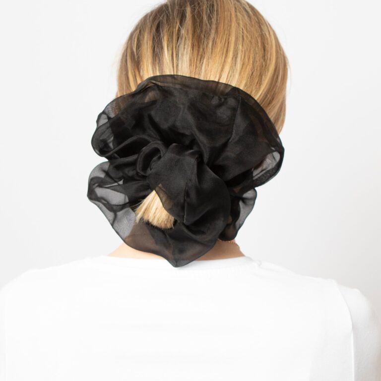 Black Double Silk Organza Scrunchie Festive Party Scrunchie Gift