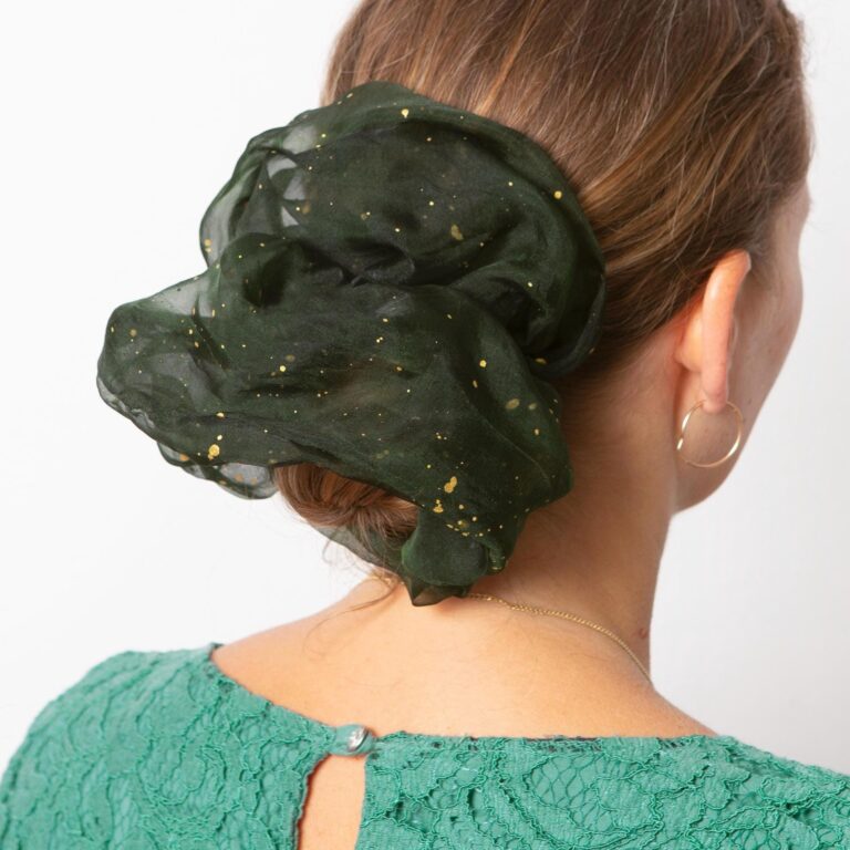 Dark Green Silk Organza Scrunchie Giant Festive Scrunchie Gift